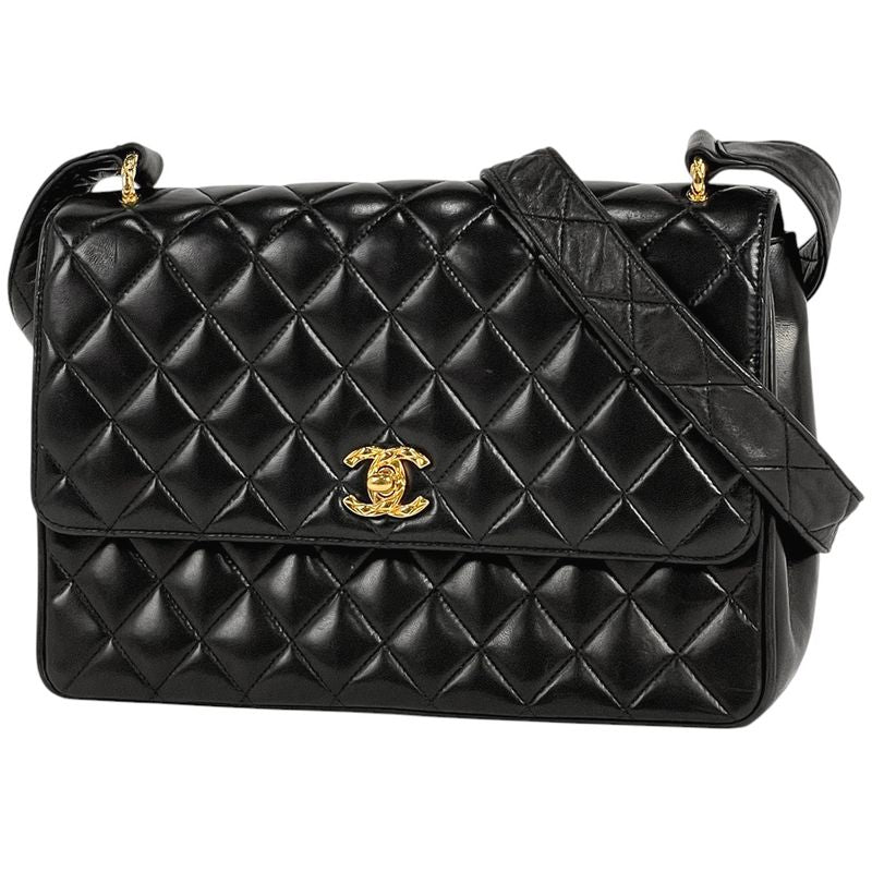 Chanel Coco Mark Shoulder Bag Matelasse Shoulder Bag Leather Black Women