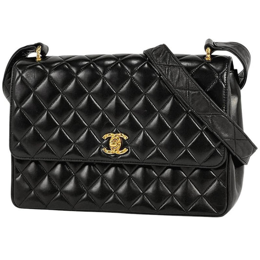 Chanel Coco Mark Shoulder Bag Matelasse Shoulder Bag Leather Black Women
