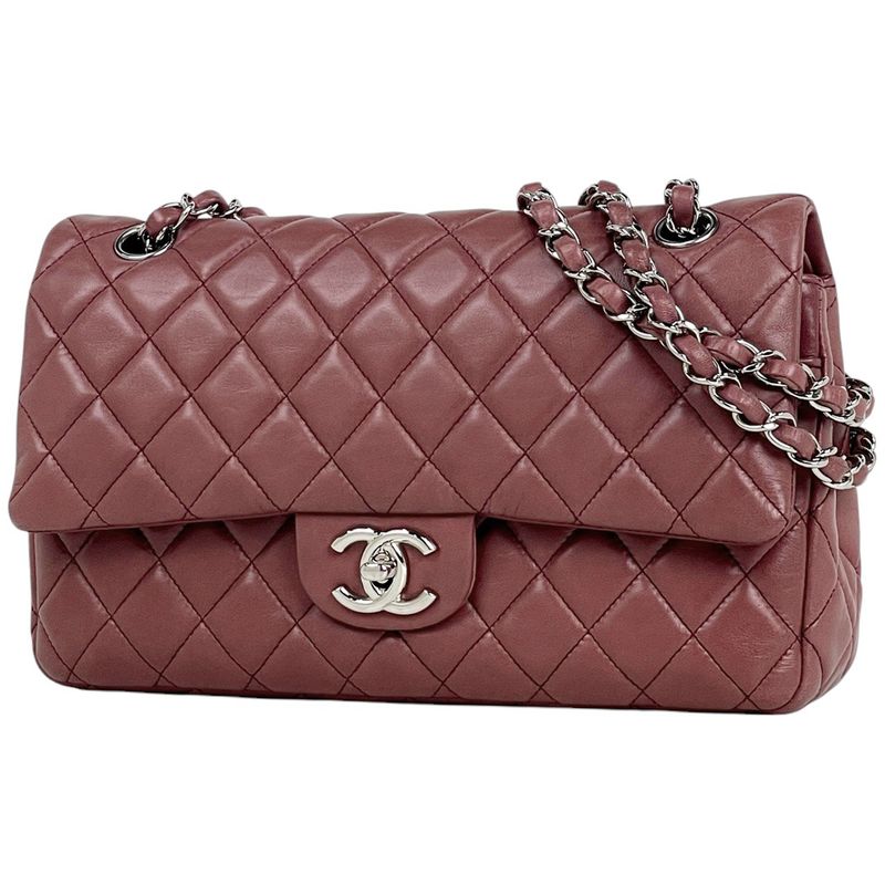 Chanel Matelasse W Flap Chain Shoulder Bag Coco Mark Shoulder Bag Leather Wine