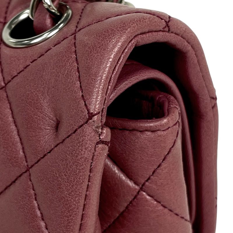 Chanel Matelasse W Flap Chain Shoulder Bag Coco Mark Shoulder Bag Leather Wine