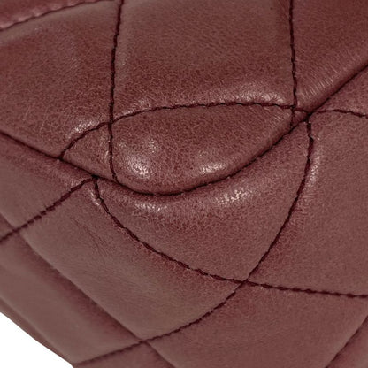 Chanel Matelasse W Flap Chain Shoulder Bag Coco Mark Shoulder Bag Leather Wine