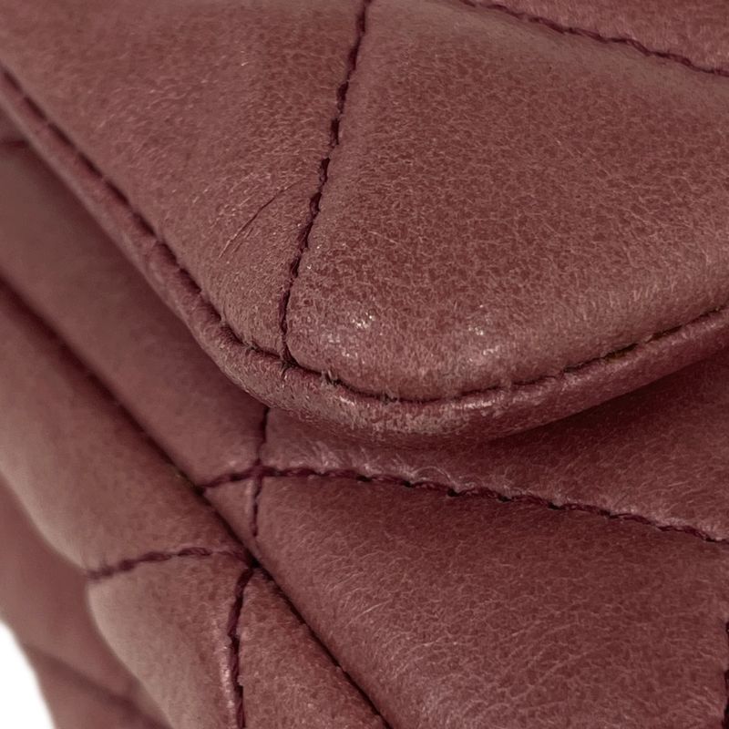 Chanel Matelasse W Flap Chain Shoulder Bag Coco Mark Shoulder Bag Leather Wine