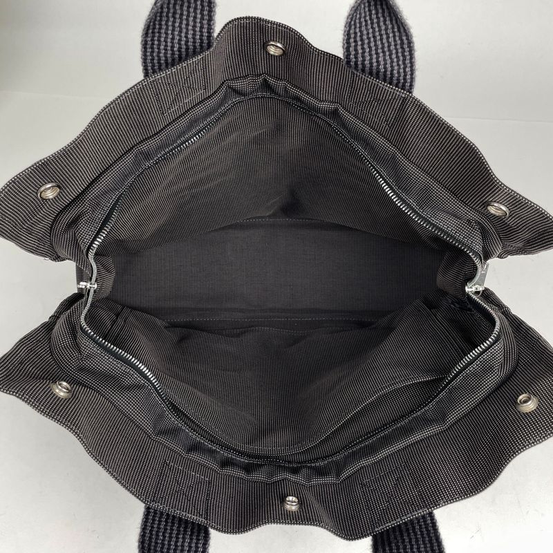 Hermes Her Line MM Handbag Tote Bag Nylon Canvas Gray Ladies