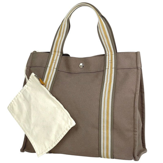 Hermes Sac De Plage Nomade PM Escale Handbag Tote Canvas Brown Women