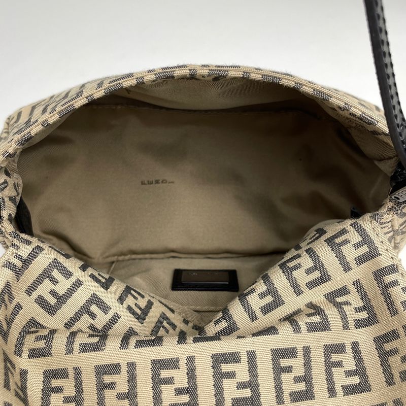 Fendi Zucchino Pattern One Shoulder Bag Handbag Mini Mamma Baguette Shoulder