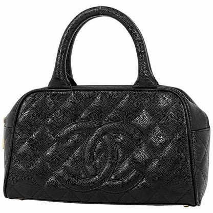 Chanel Coco Mark Handbag Matelasse Mini Boston Bag Handbag Caviar Skin Black