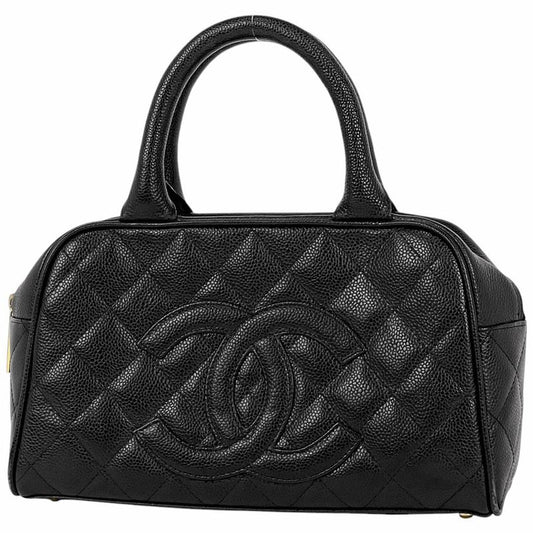Chanel Coco Mark Handbag Matelasse Mini Boston Bag Handbag Caviar Skin Black