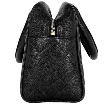 Chanel Coco Mark Handbag Matelasse Mini Boston Bag Handbag Caviar Skin Black