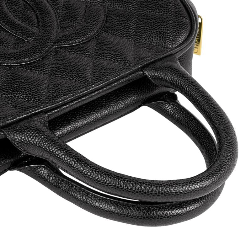 Chanel Coco Mark Handbag Matelasse Mini Boston Bag Handbag Caviar Skin Black