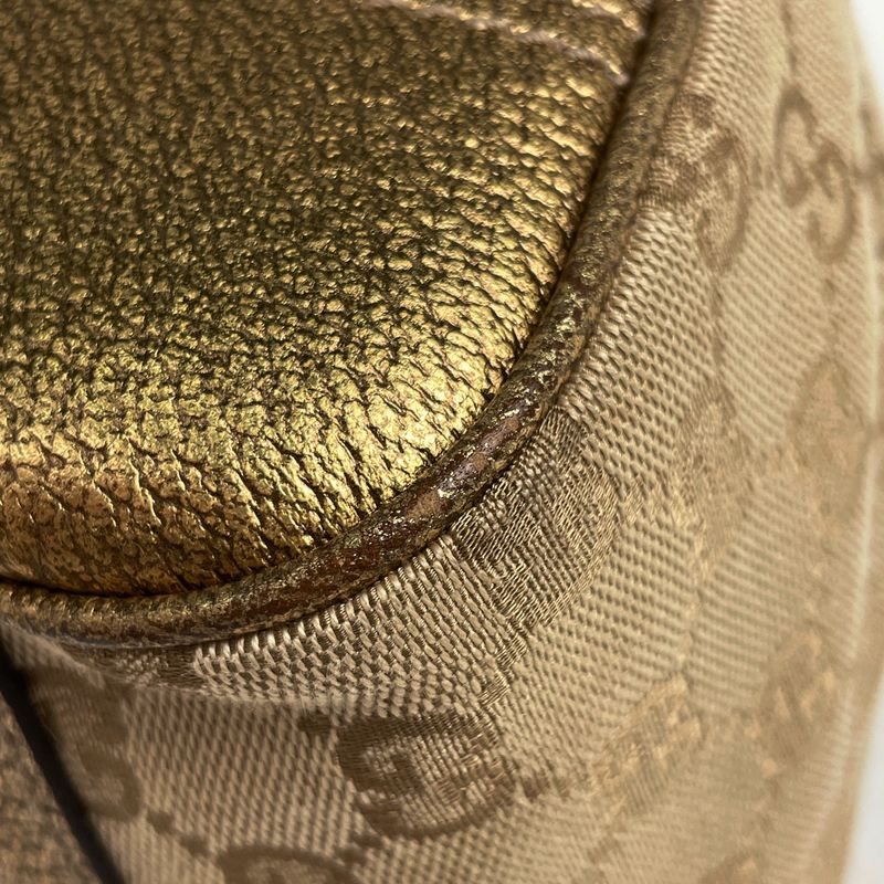 Gucci Princi Tote Shoulder Bag Ribbon Tote Bag GG Canvas Beige Gold 163805 Women