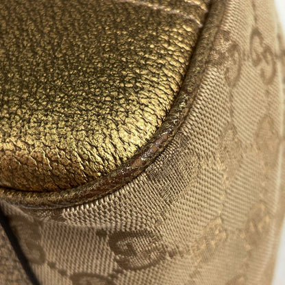 Gucci Princi Tote Shoulder Bag Ribbon Tote Bag GG Canvas Beige Gold 163805 Women