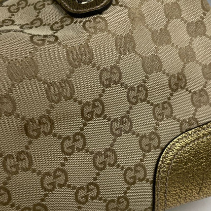 Gucci Princi Tote Shoulder Bag Ribbon Tote Bag GG Canvas Beige Gold 163805 Women