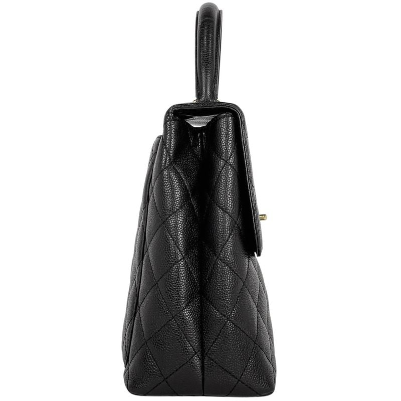 Chanel Coco Mark Handbag Matelasse Handbag Caviar Skin Black A12397 Women