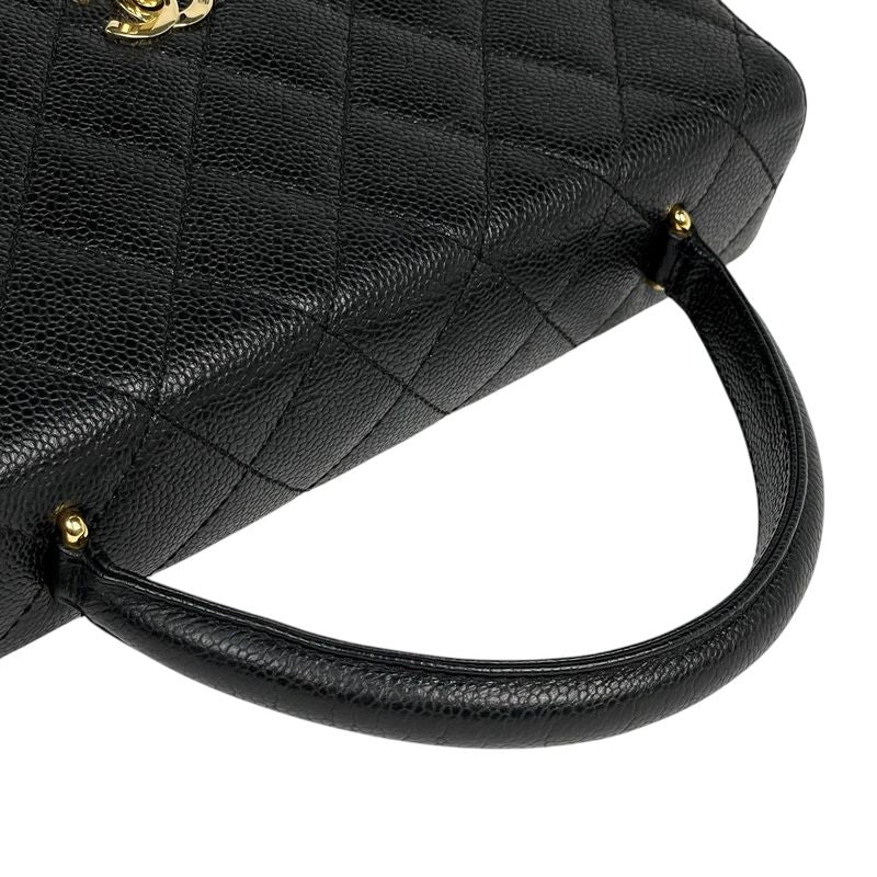 Chanel Coco Mark Handbag Matelasse Handbag Caviar Skin Black A12397 Women