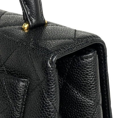 Chanel Coco Mark Handbag Matelasse Handbag Caviar Skin Black A12397 Women