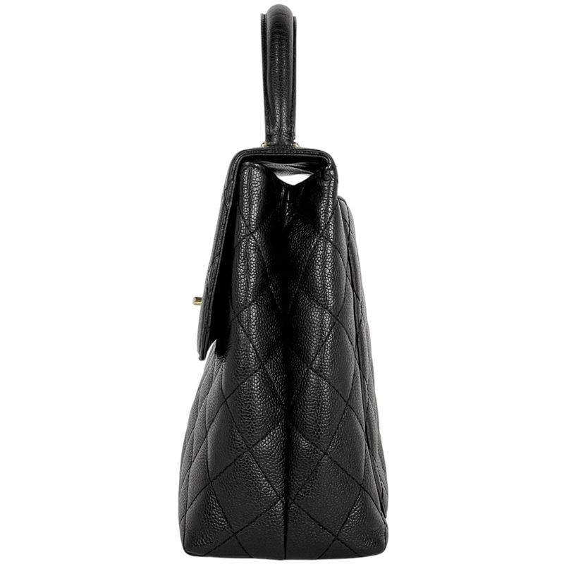 Chanel Coco Mark Handbag Matelasse Handbag Caviar Skin Black A12397 Women
