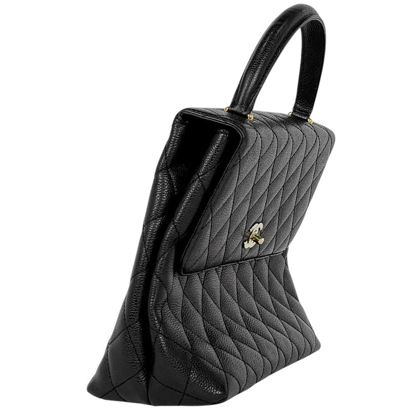 Chanel Coco Mark Handbag Matelasse Handbag Caviar Skin Black A12397 Women