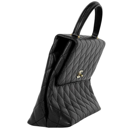 Chanel Coco Mark Handbag Matelasse Handbag Caviar Skin Black A12397 Women