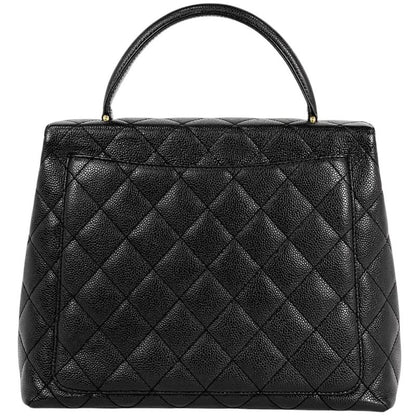 Chanel Coco Mark Handbag Matelasse Handbag Caviar Skin Black A12397 Women