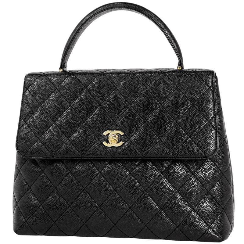 Chanel Coco Mark Handbag Matelasse Handbag Caviar Skin Black A12397 Women