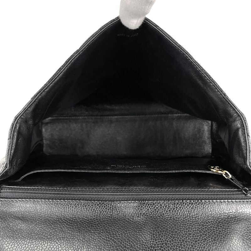 Chanel Coco Mark Handbag Matelasse Handbag Caviar Skin Black A12397 Women