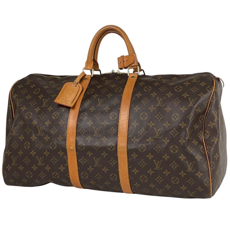 Louis Vuitton Keepall 55 Handbag Travel Business Boston Bag Monogram Brown