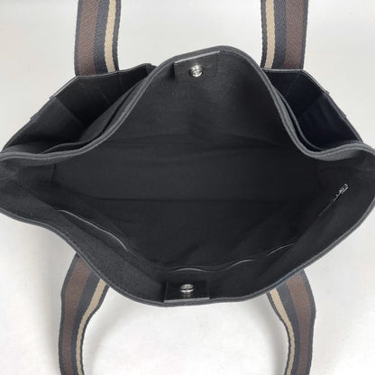Hermes Troca Horizontal MM Handbag Tote Bag Canvas Black Women
