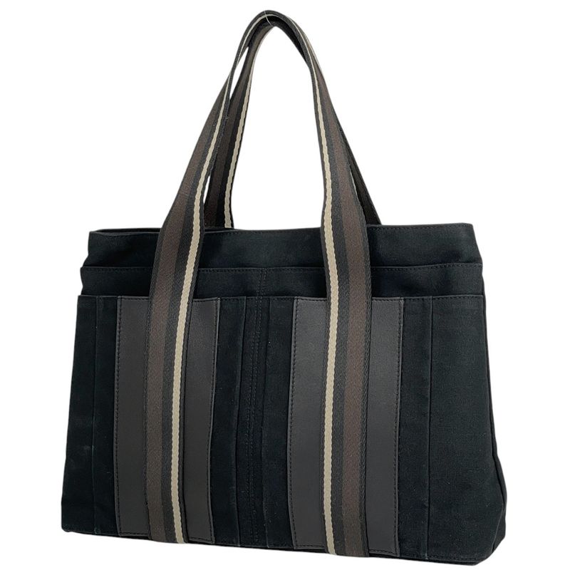 Hermes Troca Horizontal MM Handbag Tote Bag Canvas Black Women