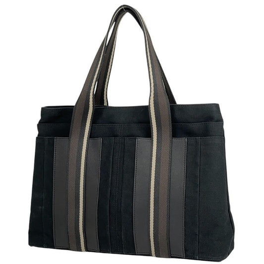 Hermes Troca Horizontal MM Handbag Tote Bag Canvas Black Women