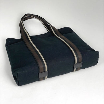 Hermes Troca Horizontal MM Handbag Tote Bag Canvas Black Women