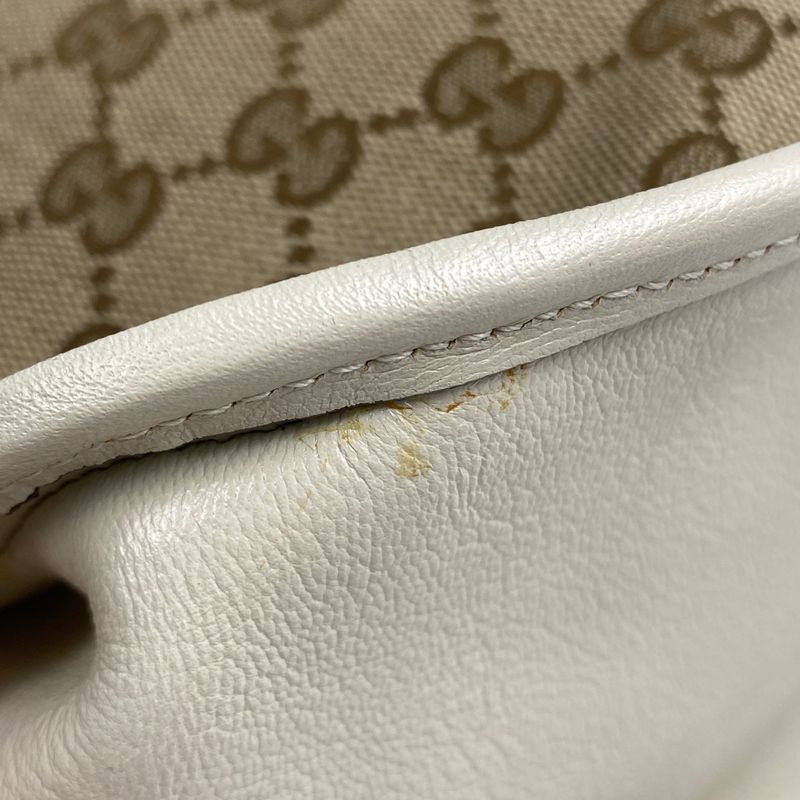 Gucci Horsebit Tote Shoulder Bag Tote Bag GG Canvas Beige White 623694 Women