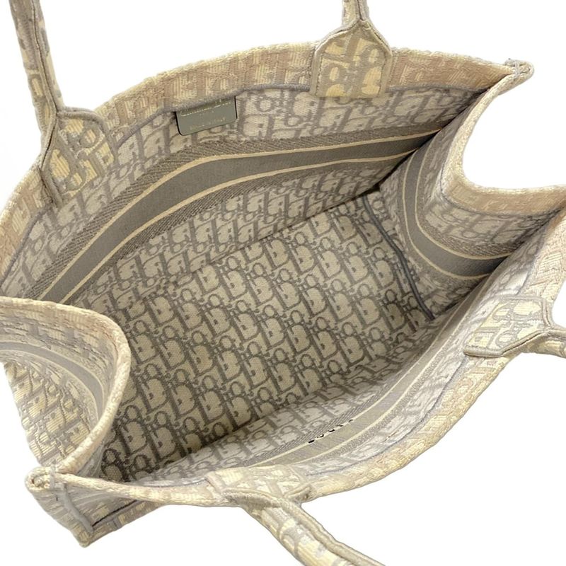 Dior/christian Dior Tote Bag Book Tote Medium Bag/old Small Ivory And Gray