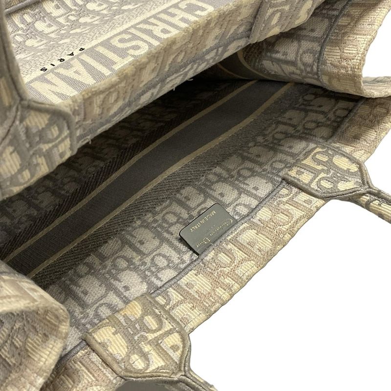 Dior/christian Dior Tote Bag Book Tote Medium Bag/old Small Ivory And Gray