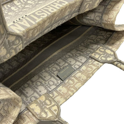 Dior/christian Dior Tote Bag Book Tote Medium Bag/old Small Ivory And Gray