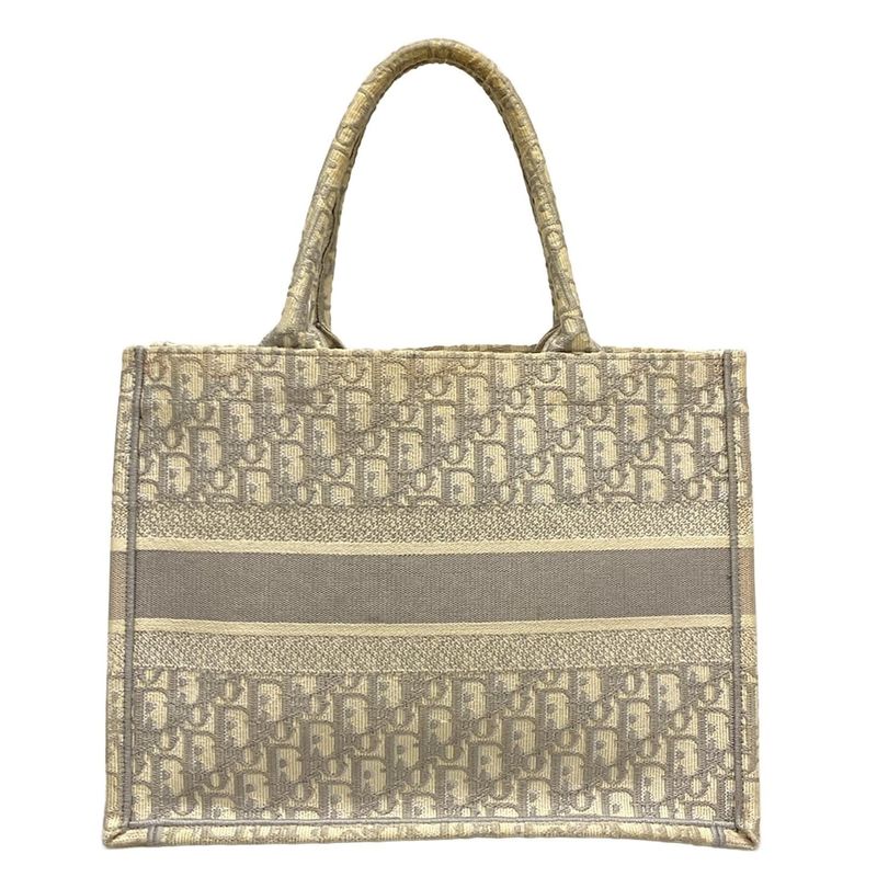 Dior/christian Dior Tote Bag Book Tote Medium Bag/old Small Ivory And Gray