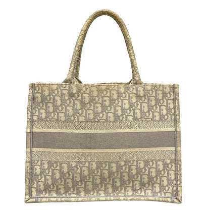 Dior/christian Dior Tote Bag Book Tote Medium Bag/old Small Ivory And Gray