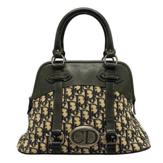 Dior/christian Dior Handbag Vintage Traveler Beige X Navy X Khaki Leather