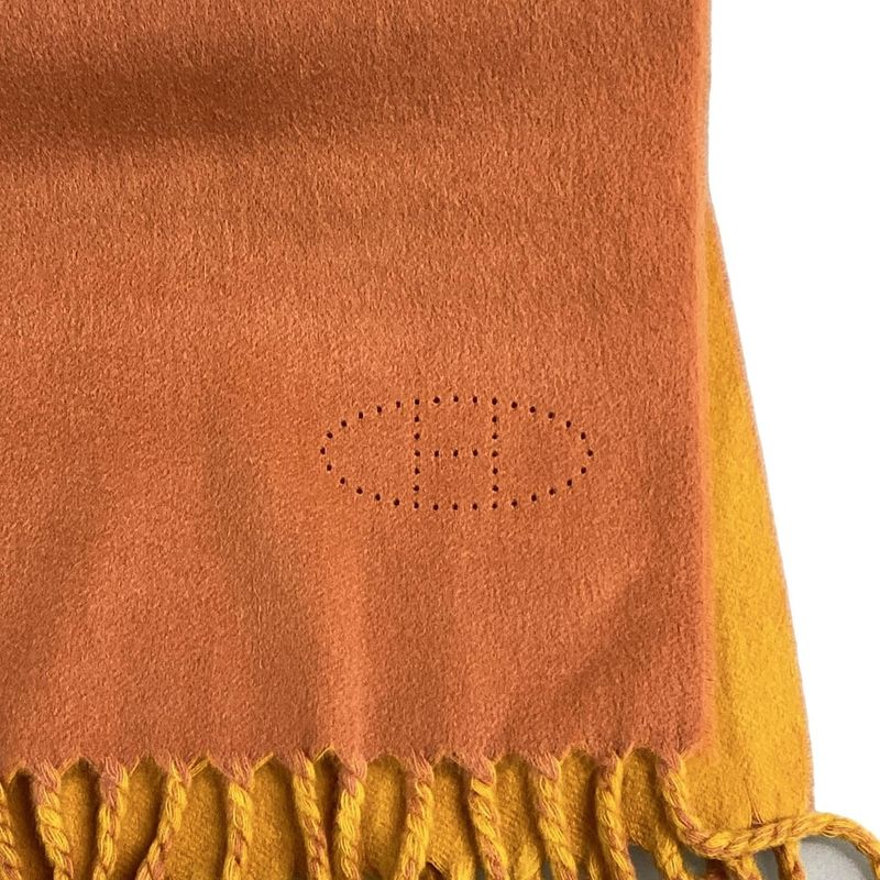 Hermes Scarf Echarpe Reversible Evelyn Pink And Yellow Reversible Cashmere
