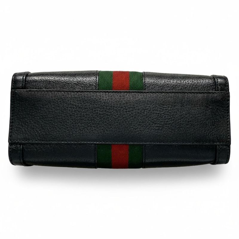 Gucci Tote Bag Ophidia 547551 Black X Green X Red Leather