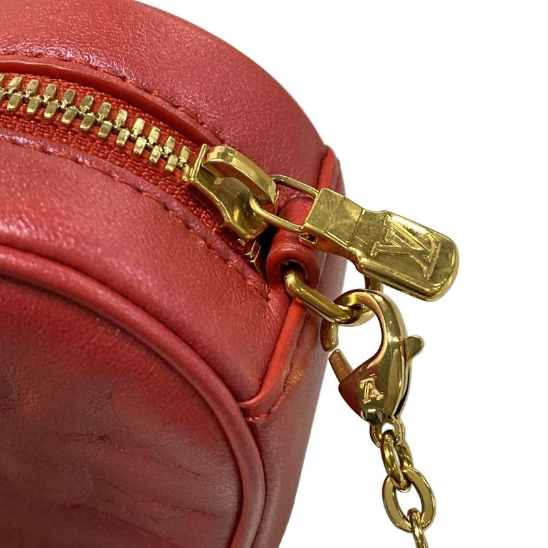 Louis Vuitton Shoulder Bag Heart On Chain M80837 Red Chain Shoulder Leather