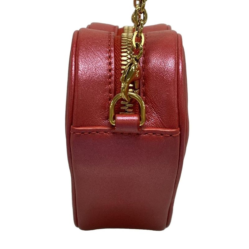 Louis Vuitton Shoulder Bag Heart On Chain M80837 Red Chain Shoulder Leather