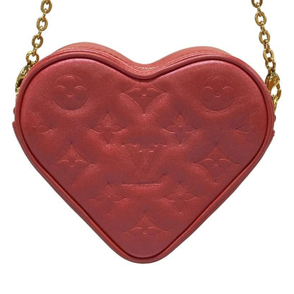 Louis Vuitton Shoulder Bag Heart On Chain M80837 Red Chain Shoulder Leather