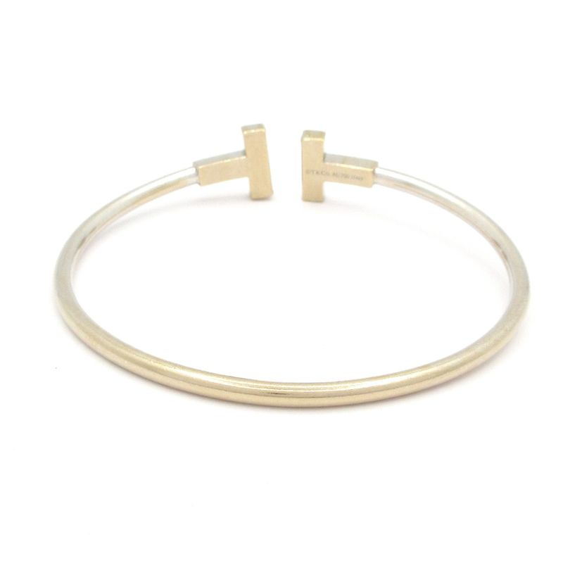 Tiffany & Co Bangle T-wire Bracelet 18K White Gold X Diamonds 18P Diamonds