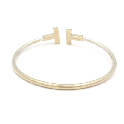 Tiffany & Co Bangle T-wire Bracelet 18K White Gold X Diamonds 18P Diamonds