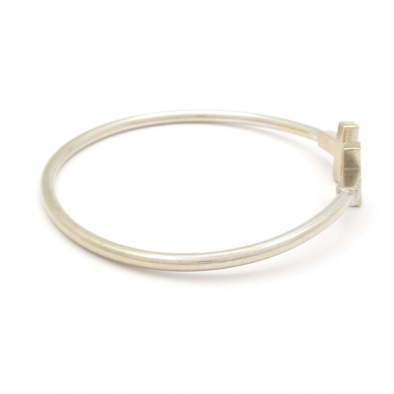 Tiffany & Co Bangle T-wire Bracelet 18K White Gold X Diamonds 18P Diamonds