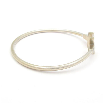 Tiffany & Co Bangle T-wire Bracelet 18K White Gold X Diamonds 18P Diamonds