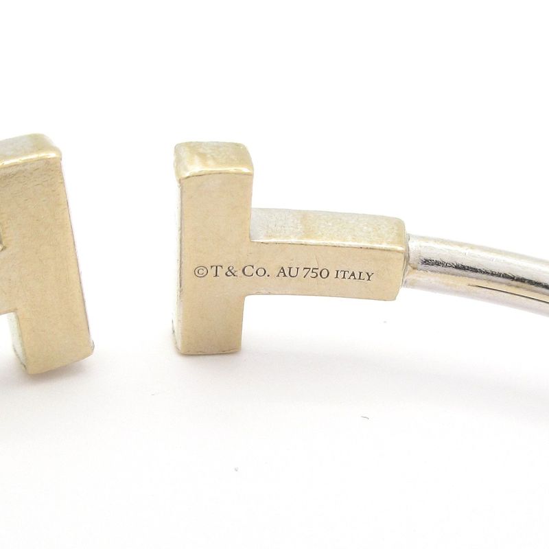 Tiffany & Co Bangle T-wire Bracelet 18K White Gold X Diamonds 18P Diamonds