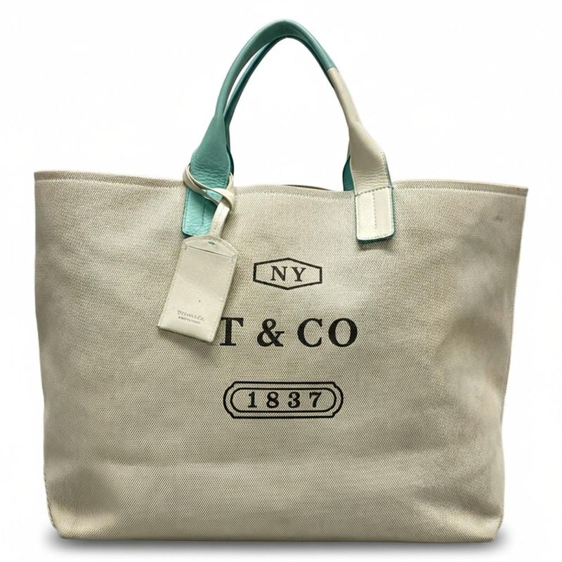 Tiffany & Co Tote Bag Colorblock Weekend Tote Ivory And Tiffany & Co Blue