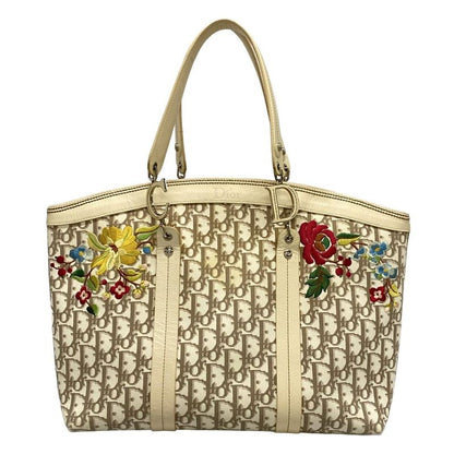 Dior/christian Dior Tote Bag Flowertrotter Ivory X Dark Brown X Multi Embroidery