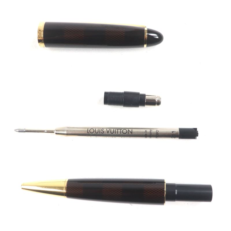  Louis Vuitton N79005 Grantour Ballpoint Pen With Engraved Logo Damier Gold